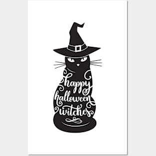 Happu halloween witches cat Posters and Art